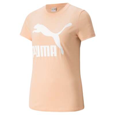 

Футболка Puma Classics Logo с круглым вырезом и короткими рукавами женские оранжевые повседневные топы 5300, Оранжевый