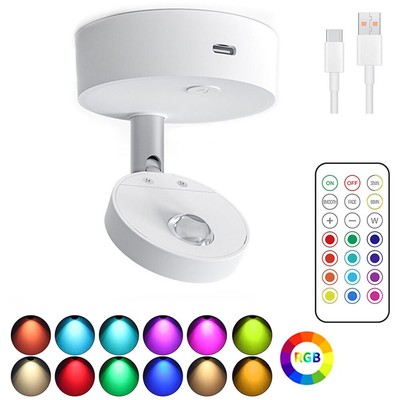 Wireless RGB Spotlight Rechargeable Accent Light Remote Control LED Puck Lights
