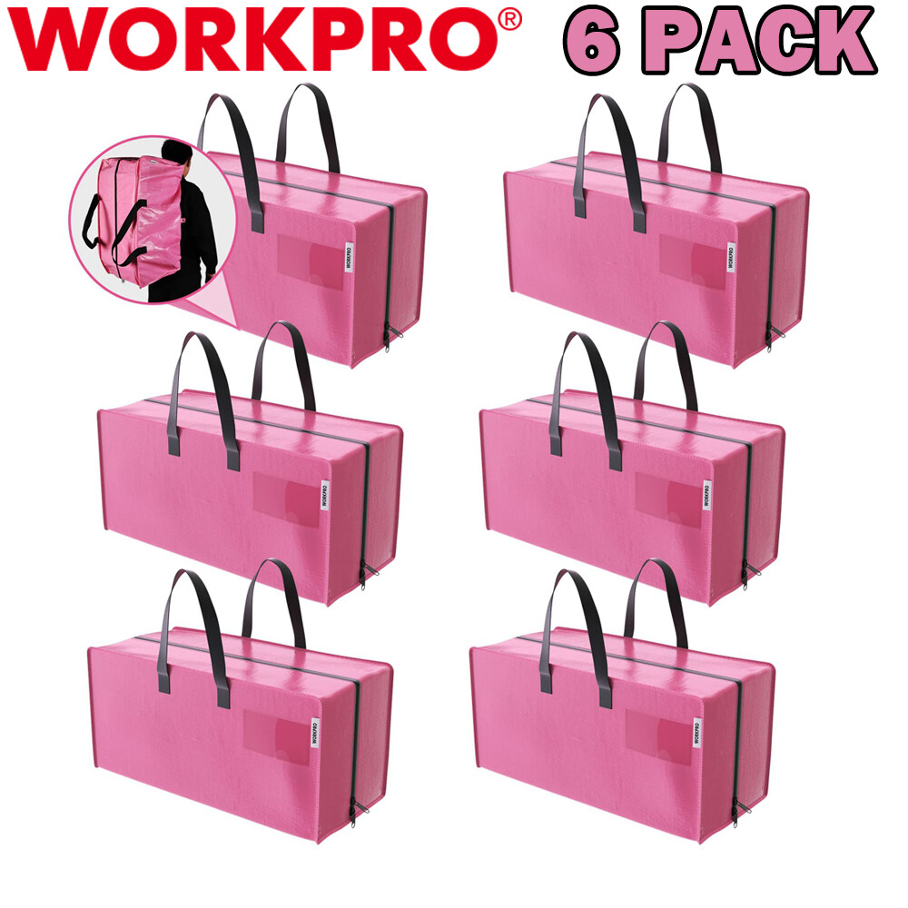 WORKPRO 6PCS Heavy-Duty Large Moving Bags Storage Tote W/Handles Backpack Straps