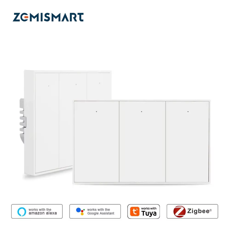Zigbee US AU Wall Push Light Switch No Neutral Smart Interruptor Work with Tuya