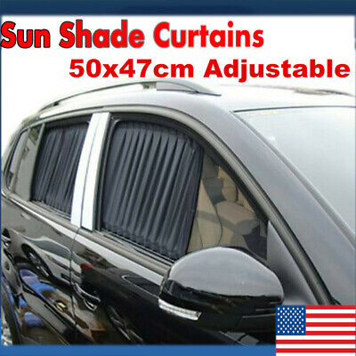 2PACK 50CM X 47CM ADJUSTABLE VIP CAR WINDOW CURTAIN SUNSHADE UV PROTECTION BLACK
