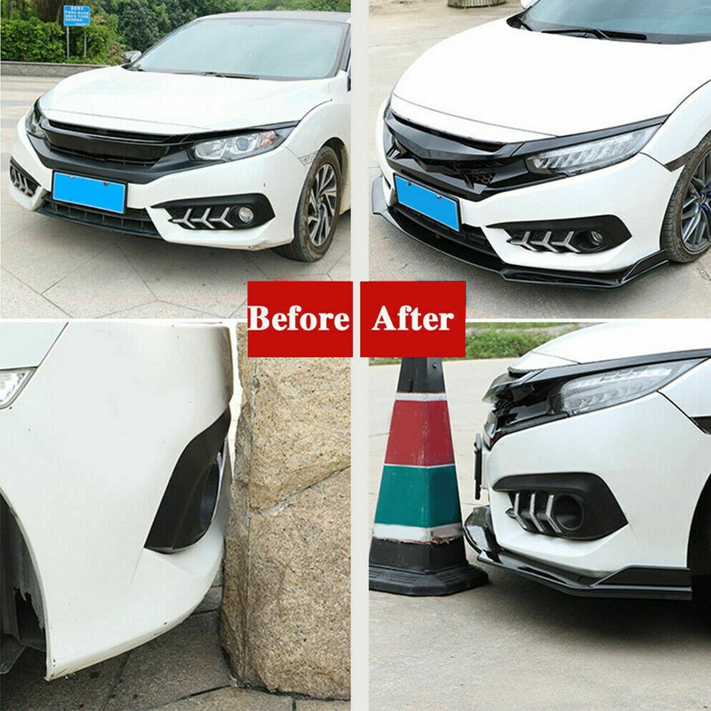 Gloss Black Front Bumper Lip Splitter Lip + Strut Rods For Hyundai Genesis Coupe