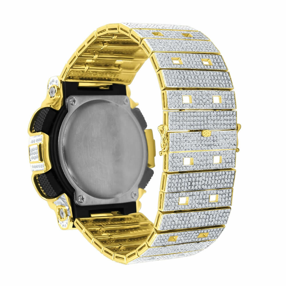 Pre-owned Hiphopjewelry Men's Authentic G-shock Shock Custom Simulated White Diamond Watch Gd-100 1b
