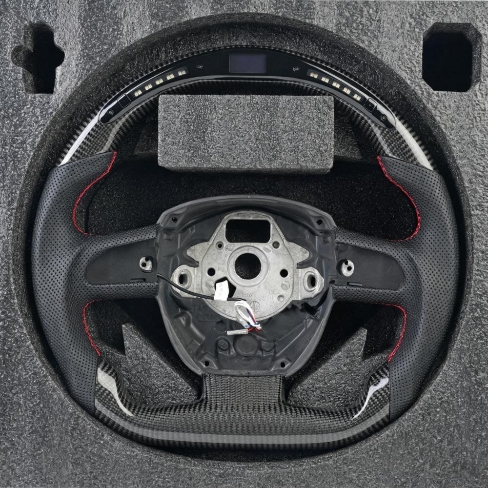 LED Carbon Fiber Flat Sport Steering Wheel Fit for Audi A4 A5  2004-2012