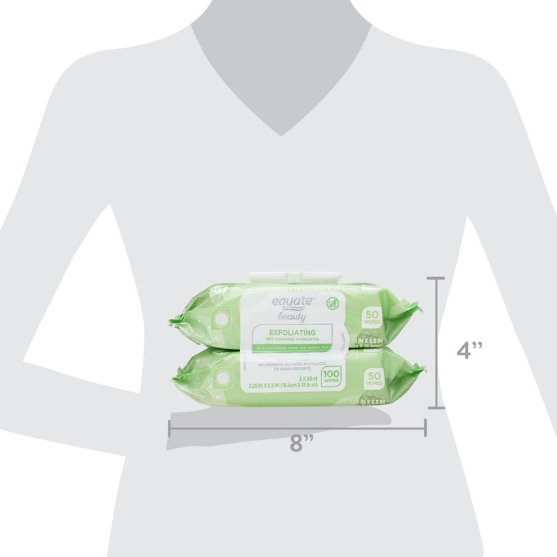 Beauty Exfoliating Wet Cleansing Make up Remover Facial Wipe, Twin Pack