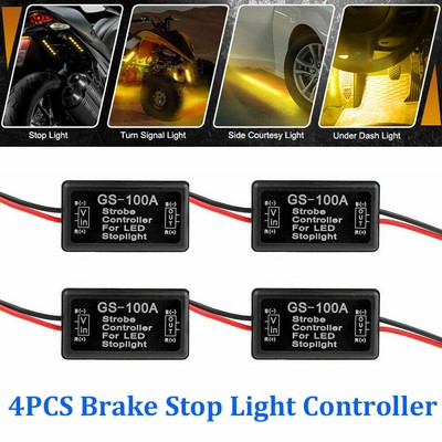 4x GS-100A Flash Strobe Controller Box Flasher Module LED Brake Tail Stop Light