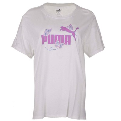 

Футболка Puma Butterfly с круглым вырезом и короткими рукавами плюс женская белая спортивная, Белый