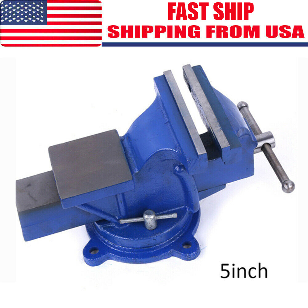 5 Bench Vise With Anvil Swivel Locking Base Table Top Clamp Heavy