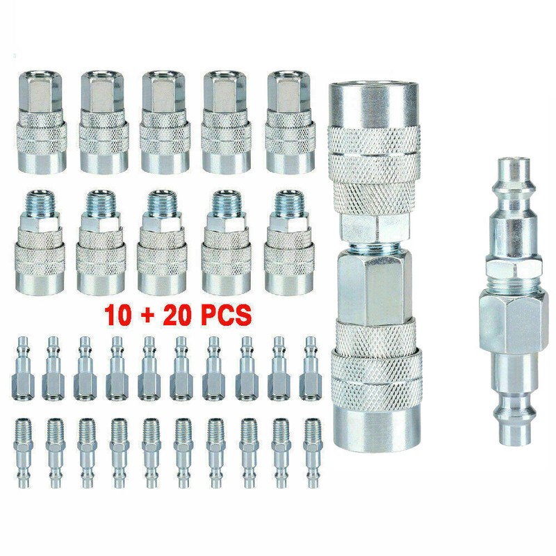 30 pcs Heavy Duty Quick Coupler Set Air Hose Connector Fittings 1/4 NPT Tools
