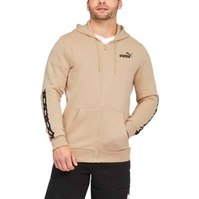 

Puma Ess+ Tape Full Zip Hoodie Mens Beige Casual Topwear 67027067, Бежевый