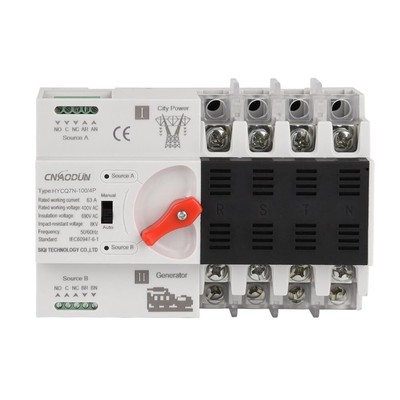 CNAODUN Automatic Transfer Switch ATS 4P 100A 400V Dual Power Electrical Sele...