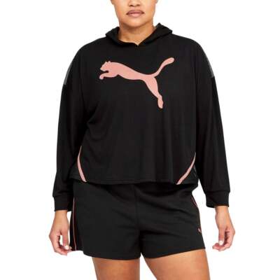 Puma Modern Sports Легкий пуловер с капюшоном Plus Womens Black Casual Outerwea