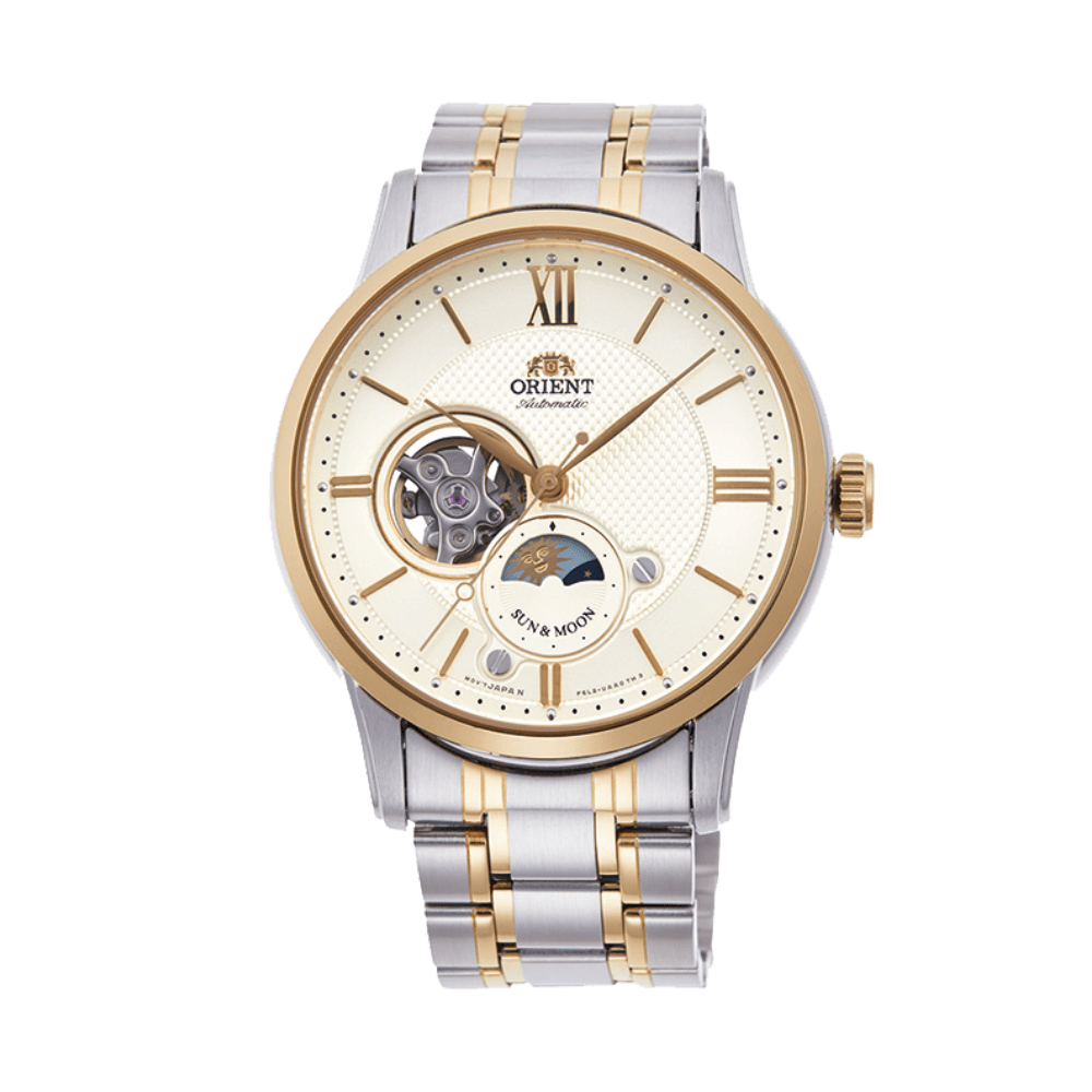 Pre-owned Orient Sun & Moon Automatic As0001s Semi Skeleton Sapphire Crystal Made In Japan