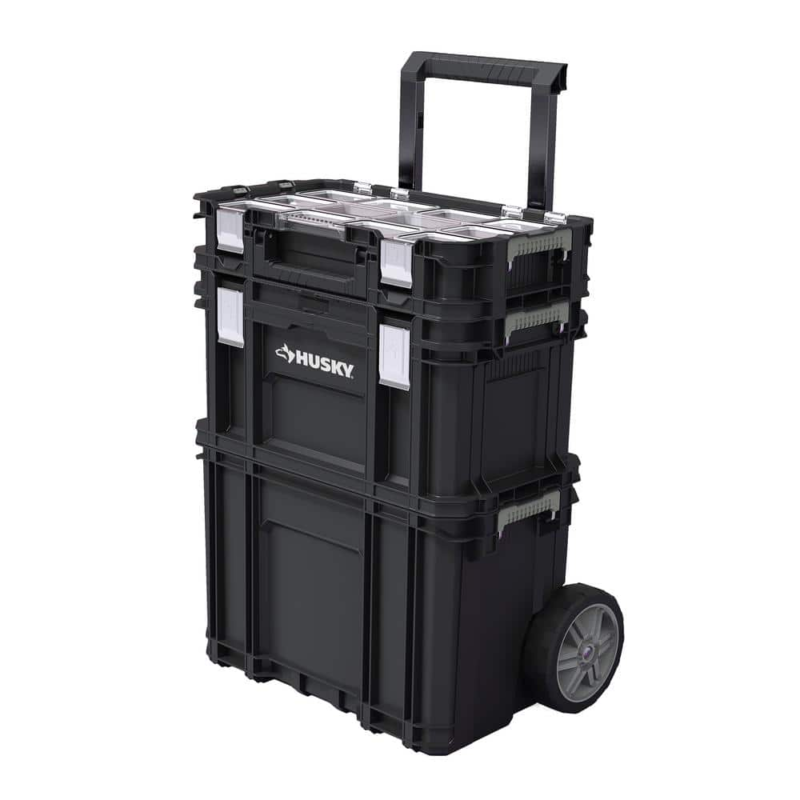 22 in. Husky Portable Rolling Tool Box on Wheels Cart Part Organizer Storage Bin