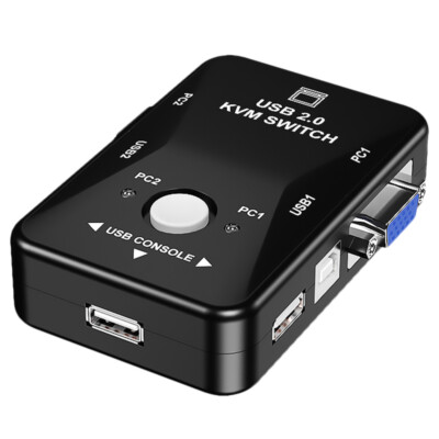 KVM Switch Box 2-Port USB VGA Audio Video Keyboard Splitter