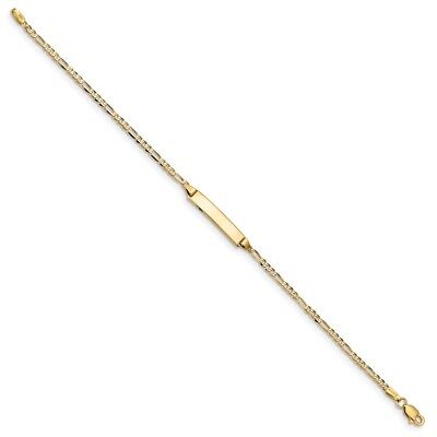 Pre-owned Superdealsforeverything Real 14kt Yellow Gold Figaro Id Chain Bracelet; 7 Inch; Lobster Clasp