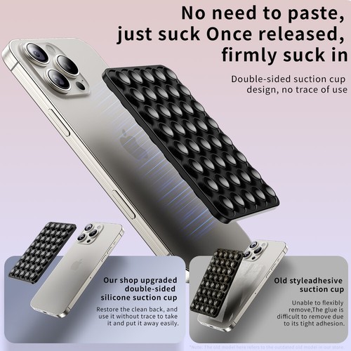 Suction Cup Phone Case Mount Double-Sided Silicone Sticky Phone Stand Holder