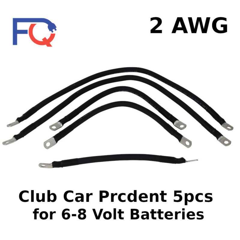 2 Awg Club Car Precedent Golf Cart Battery Cables Set 5pcs 6-8 Volt 2004 And Up
