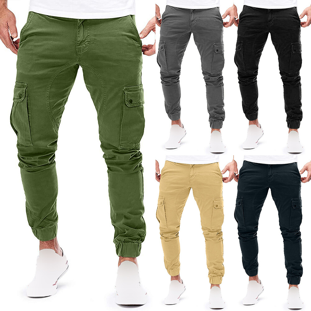 Joggers Combat Work Pockets Skinny Stretchy Trousers Us