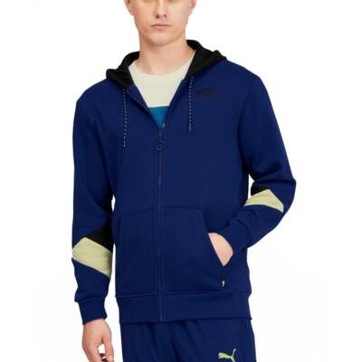 

Puma Rebel FullZip Pullover Hoodie Мужская синяя повседневная спортивная верхняя одежда 589404-12, Синий, Puma Rebel FullZip Pullover Hoodie