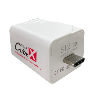 iXflash Cube 512GB iPhone iPad Auto Backup Photo Storage Memory Drive MFi USB-C
