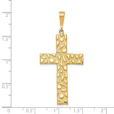 Pre-owned Superdealsforeverything Real 14kt Yellow Gold Nugget Style Cross Pendant