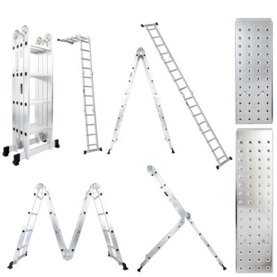 LUISLADDERS 15.5FT Folding Ladder MultiPurpose Aluminium Extension 7 in 1 Ladder