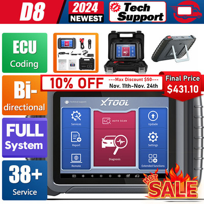 XTOOL D8 Full System Diagnostic Scanner E.CU Coding Auto OBD2 Bidirectional Tool