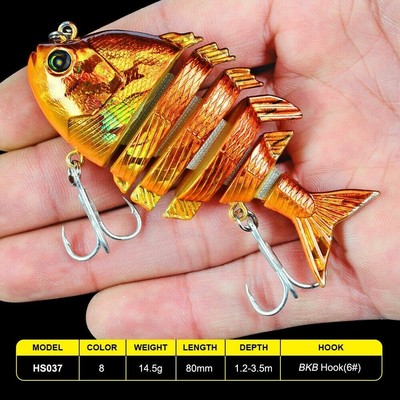 1pc Fishing Lure 6 Sections 0.501oz-14.21g//8cm-3.15/" Swimbait Fishing bait Bass