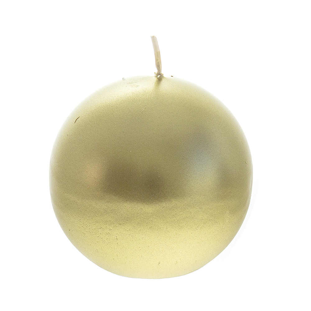 Mega Candles - Unscented 3" Hand Poured Round Premium Ball Candle Gold 6PCS