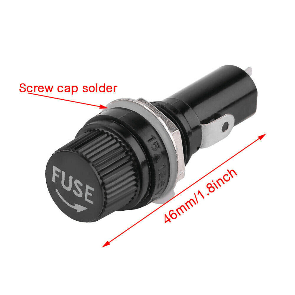 5/10Pcs Panel Mount Screw Cap Fuse Holder Case Glass Tube Fuses 5x20mm 6*30mm