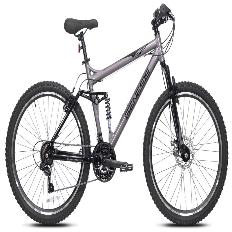 MENS MOUNTAIN BIKE 26-Inch Aluminum Full Suspension 21-Speed Metallic Gray