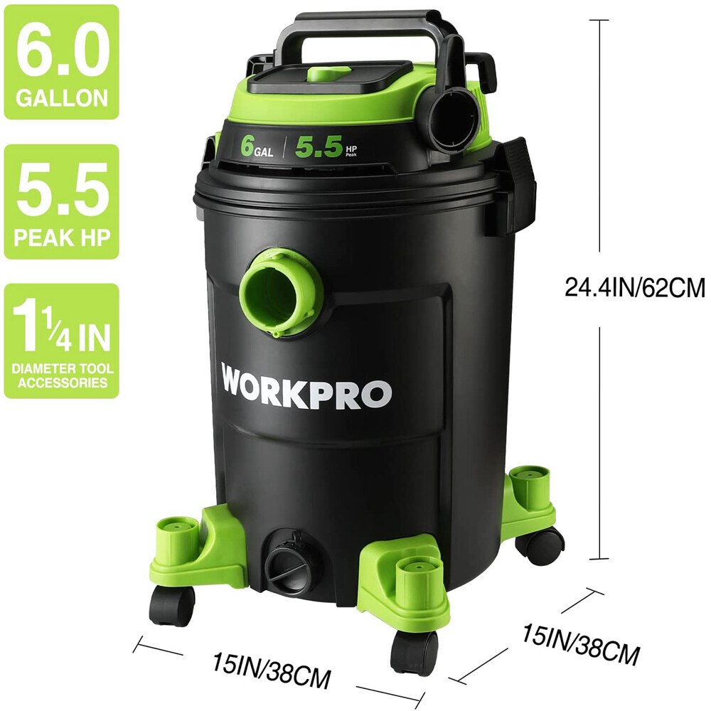 3 in 1 Vacuums 6 Gal Corded Wet Dry Shop Car Vacuum Cleaner Shop Vac 2.5 Peak HP