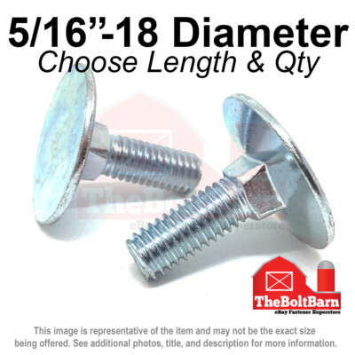5/16''-18 Round Head Square Neck Elevator Bolts Grade 2 Zinc (Pick Length & Qty)
