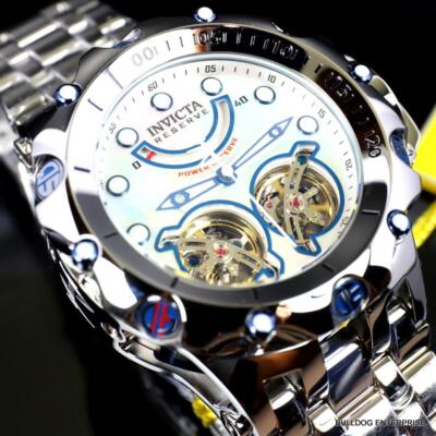 Pre-owned Invicta Reserve Venom Fusion Double Open Heart Automatic Steel Mop Watch