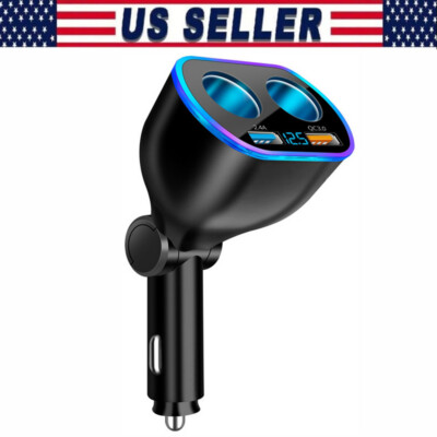 Dual USB Car Cigarette Lighter Socket Splitter Power Adapter Charger Outlet 12V