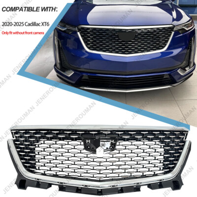 Chromed Grille For 2020-2025 Cadillac XT6 Front Upper Mesh Grill W/O Camera Hole