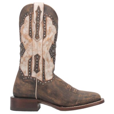 

Dan Post Boots Darby Studded Square Toe Cowboy Womens Brown Casual Boots DP4984, Коричневый, Dan Post Boots Darby Studded Square Toe Cowboy