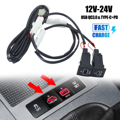 USB QC3.0 Charger PD Kit For VW Jetta MK6 2010-14 Golf GTI R-Line 2006-2013 MK5