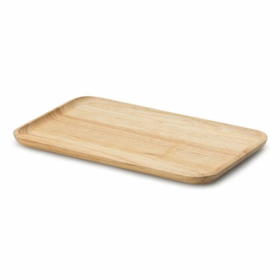 Continenta Tablett Rechteckig Serviertablett Holztablett Gummibaumholz 22 x 13cm