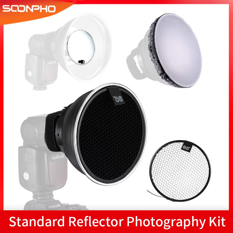 Universal Beauty Dish with Honeycomb Soft Cloth 6 inch Diffuser Standard Reflect