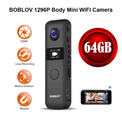 C18 BOBLOV 1296P HD Wireless WIFI 30fps Mini Camera 64GB Loop Recording 1200mAh
