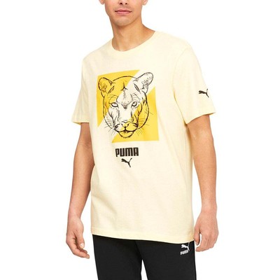 

Футболка Puma Wild Cat с круглым вырезом и короткими рукавами, мужские желтые повседневные топы 670, Желтый, Puma Wild Cat Graphic Crew Neck Short Sleeve T-Shirt
