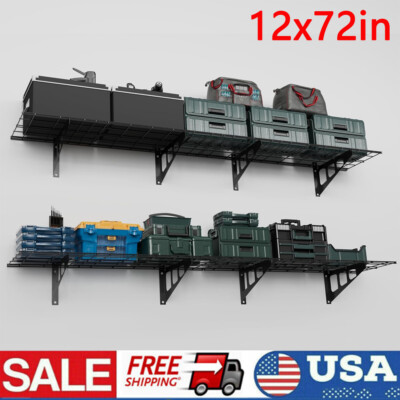 2PCS 1x6 ft Garage Storage Rack Wall Floating Shelving Heavy Duty Wall Shelves