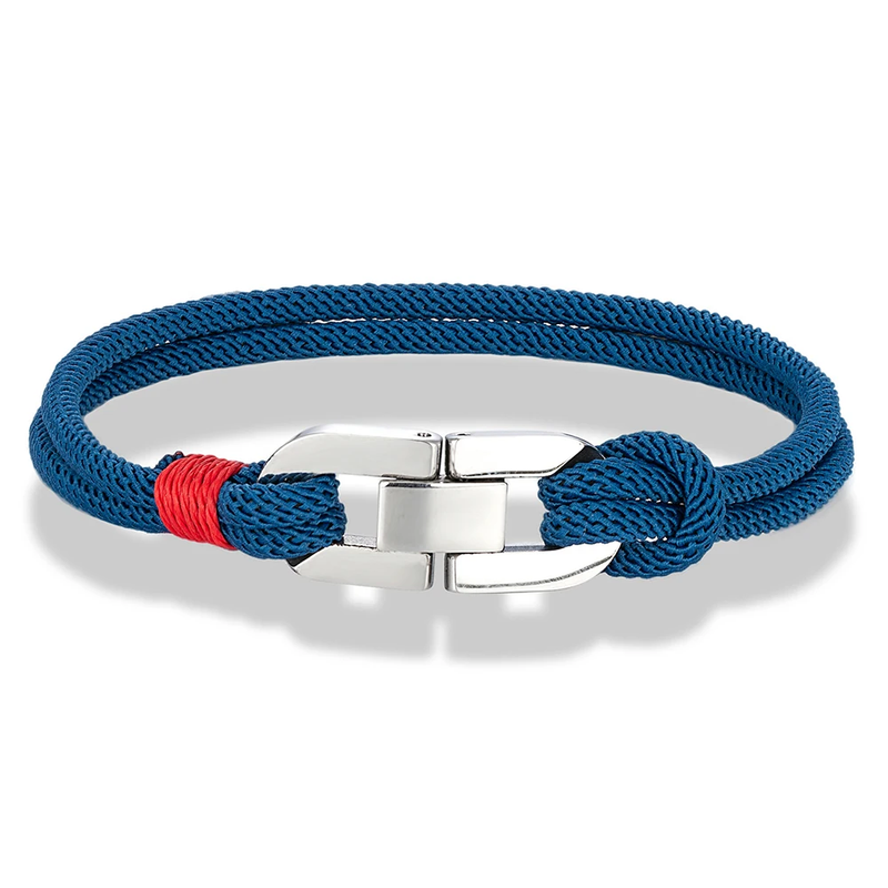 Double Strand Braided Rope Bracelet Stainless Steel Cuban Buckle Men Women