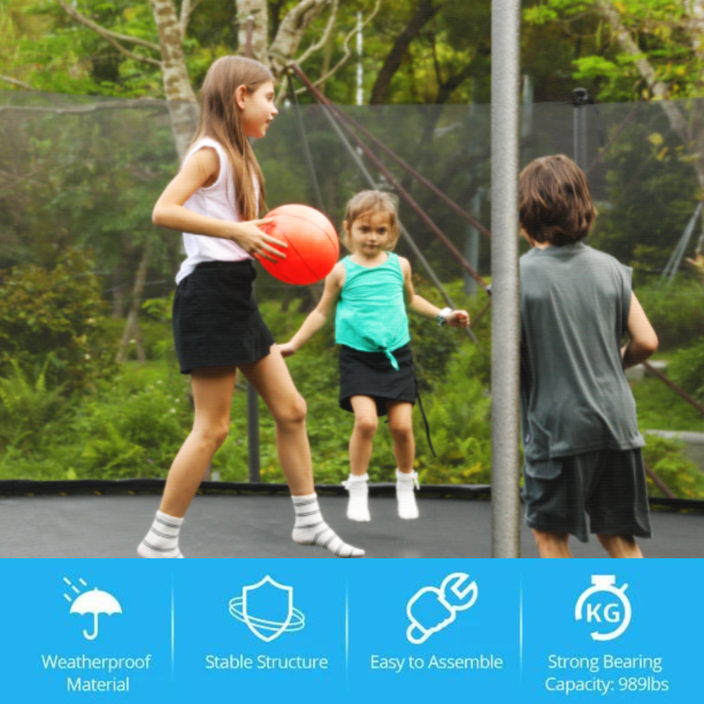 14FT Trampoline with Safety Enclosure Net Outdoor Trampoline for Kids Adults