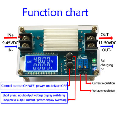 DC-DC 5A Constant Voltage Current LCD Display Boost Power Supply Module