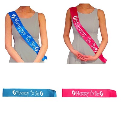 BABY SHOWER SASH MOMMY TO BE SASH MUM PARTY SATIN MOM GIFT RIBBON ACCESSORY BOY