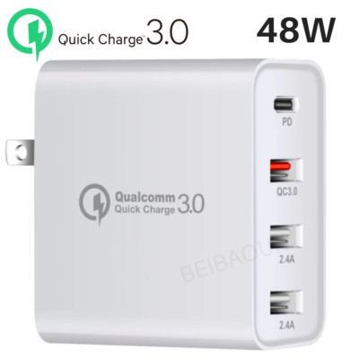 Multi USB C PD Fast Quick Charge 3.0 Wall Charger Adapter For iPhone Samsung LG