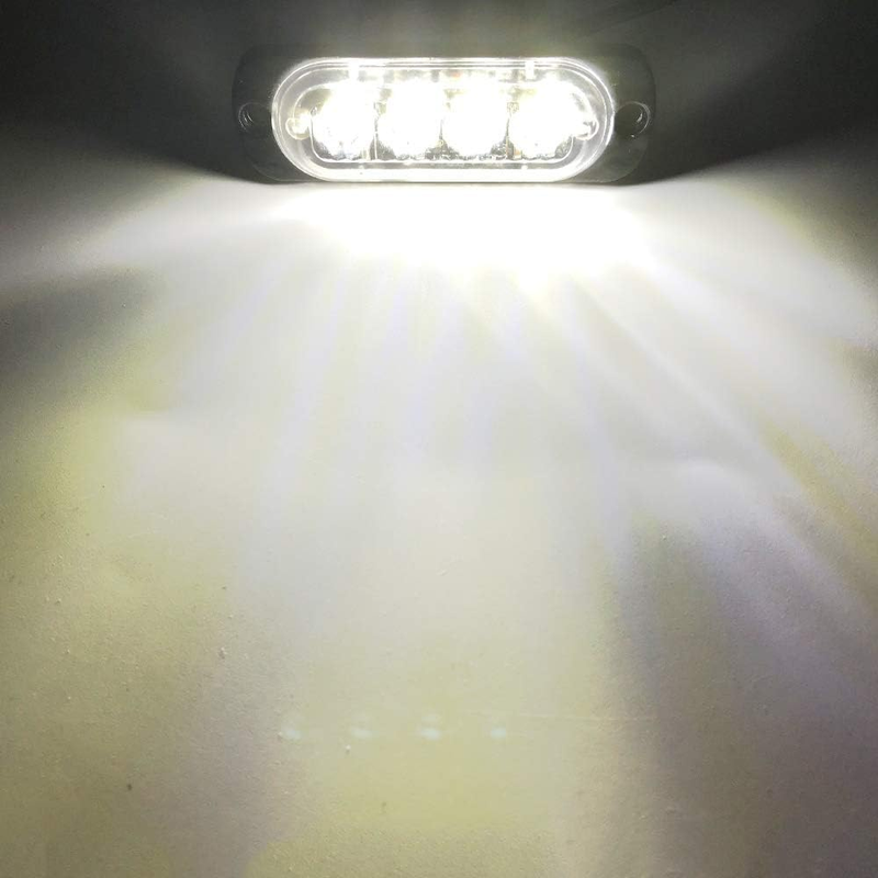 4Pcs Ultra Thin 4LED Emergency Strobe Lights Universal Surface Mount 12-24V